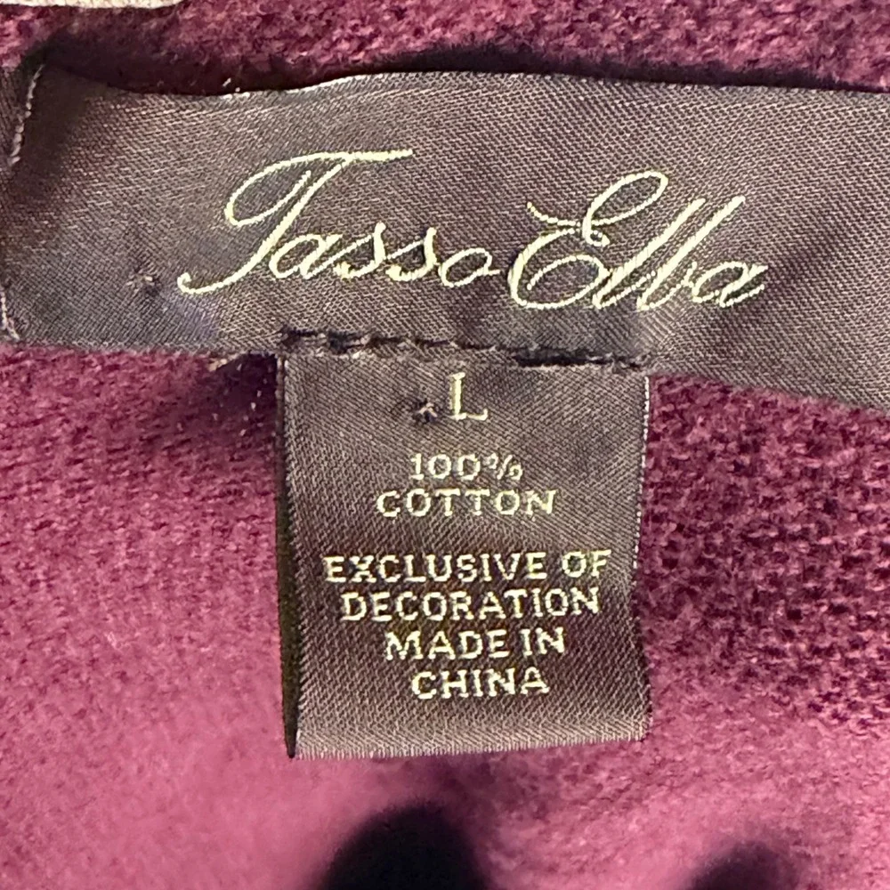 Tasso Elba 1/4 Zip Cotton Sweater Mens L Burgundy Geometric AOP Elbow Patches